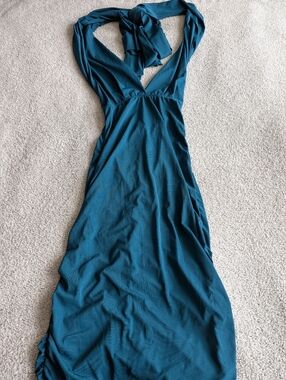 Moda International Teal Halter Midi Dress